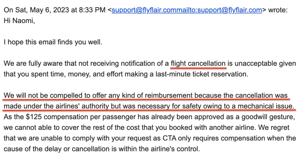 Flair Safety Issue Excuse eMail