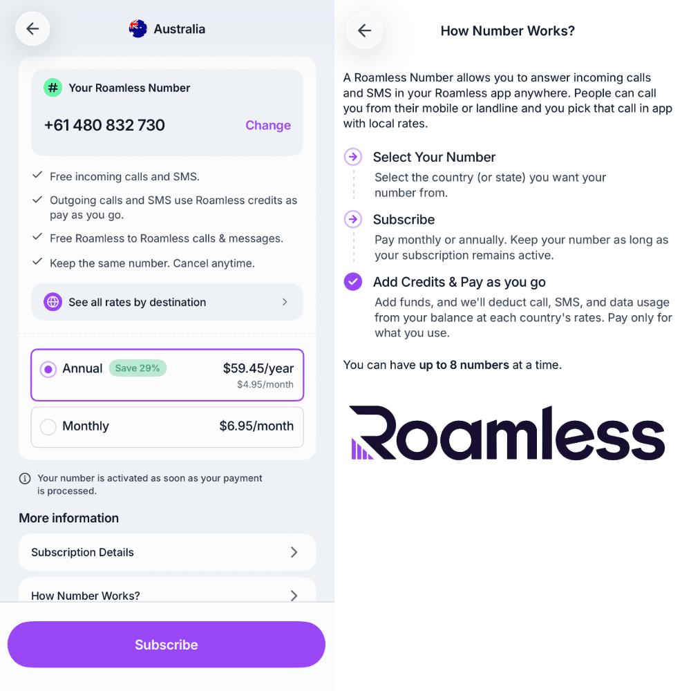 Roamless Numbers in the app