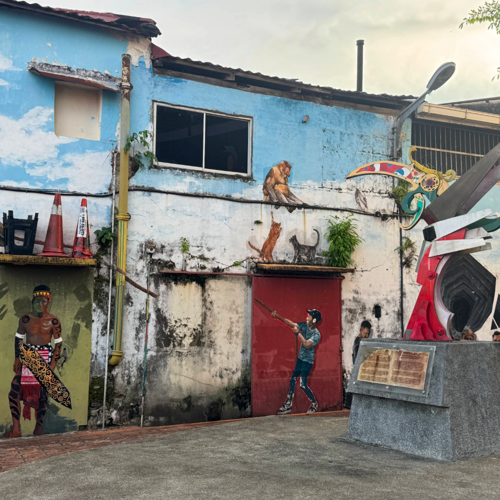 Street art across from the Kuching Open Air Market