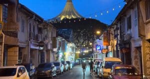 Busy street in Kuching at night