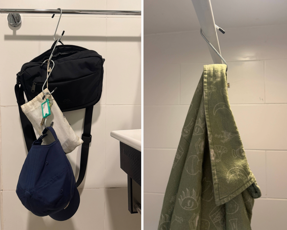 S hooks in use for long term travellers