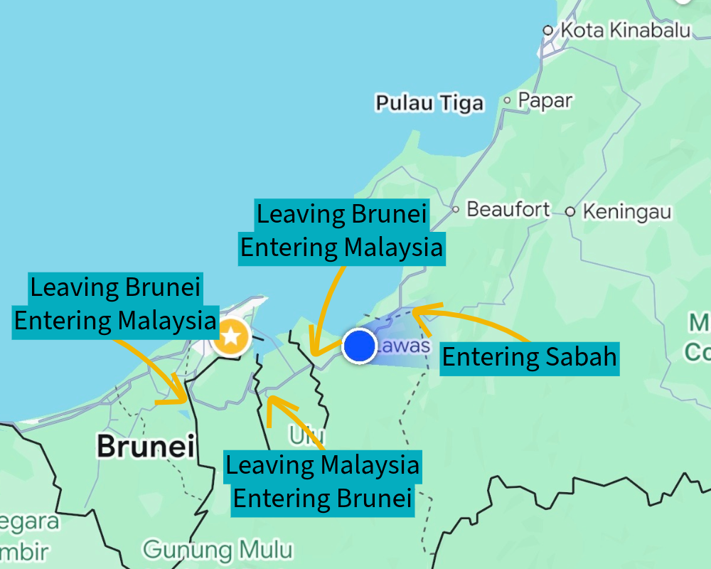 Sipitang Express Bus route with border crossings