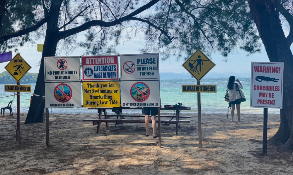 Danger signs on Kota Kinabalu islands