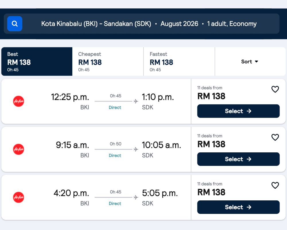 KK to Sandakan flights with Skyscanner
