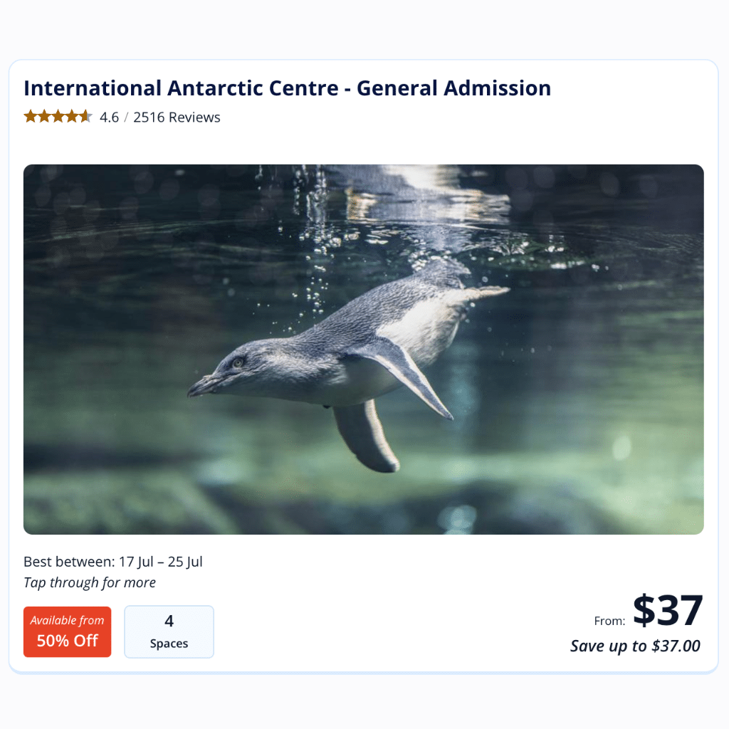 Bookme Christchurch 50% off Antarctic Centre tickets