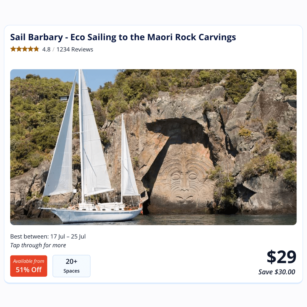Bookme NZ ad for Taupo Maori Bay