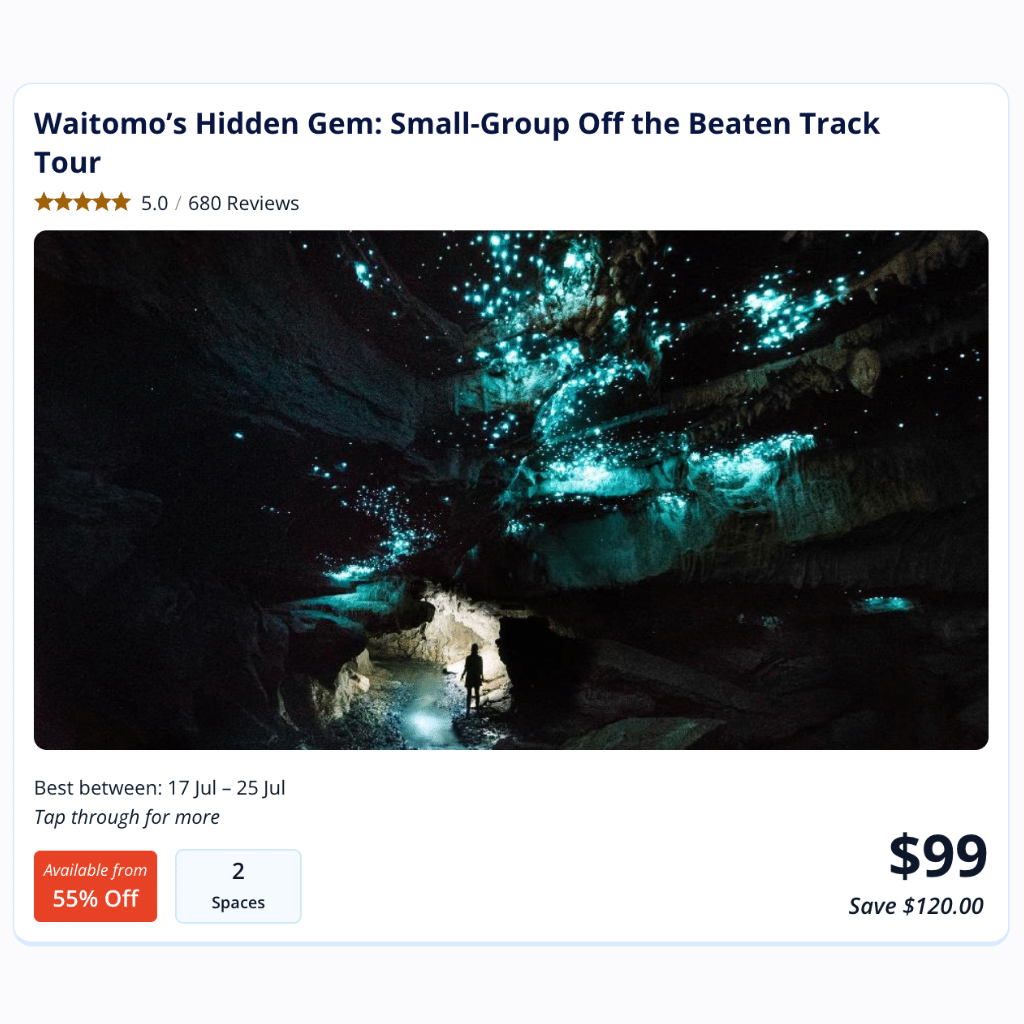 Bookme ad for glow worm cave