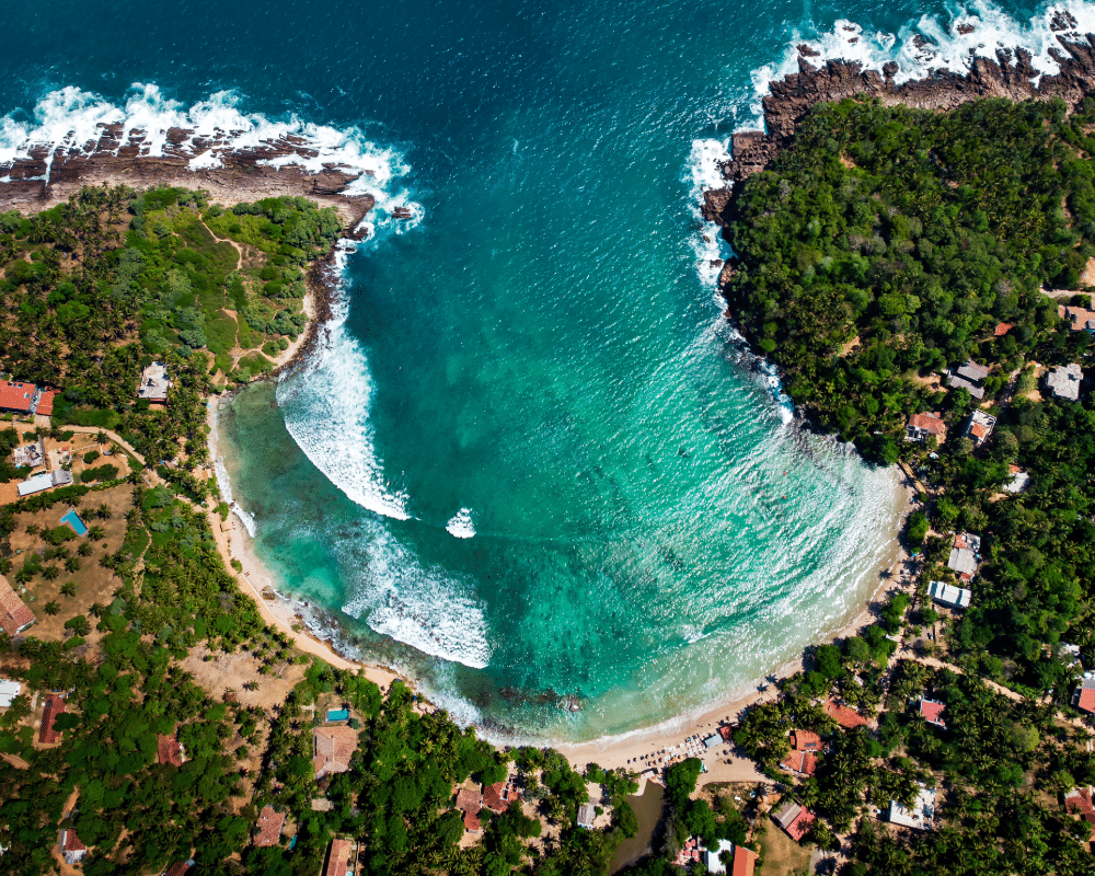Hiriketiya Beach Sri Lanka drone view