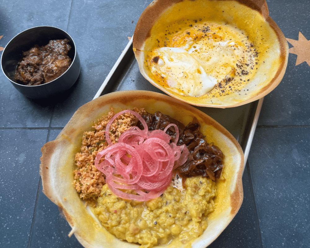 Two traditional Sri Lankan hoppers at Dots Bay House