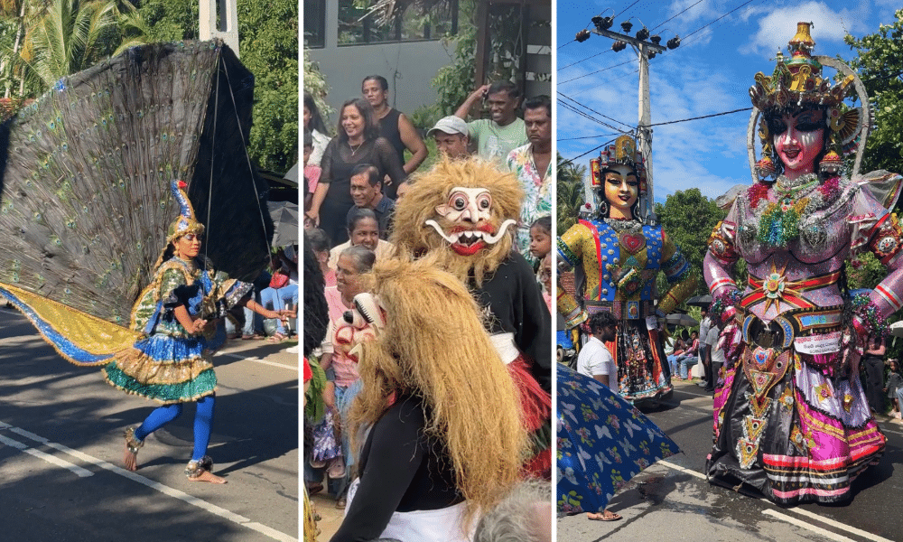 Poson festival parade in Hiriketiya Beach Sri Lanka