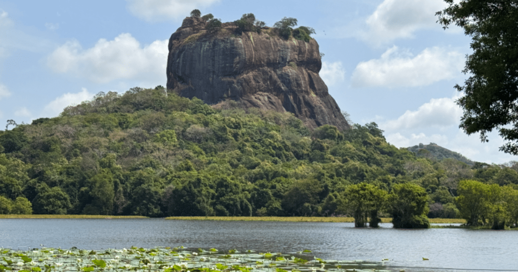 Sigiriya Lion Rock from across a lake