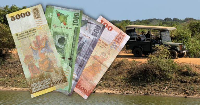 Sri Lankan rupees and safari jeep