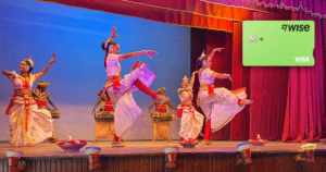 Traditional Sri Lankan dancers and Wise currency card
