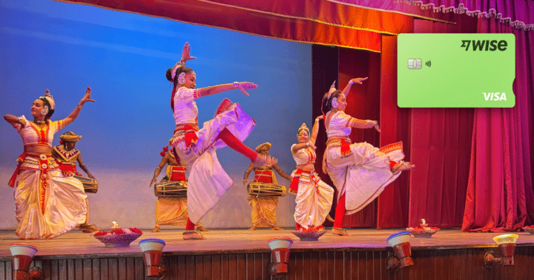 Traditional Sri Lankan dancers and Wise currency card