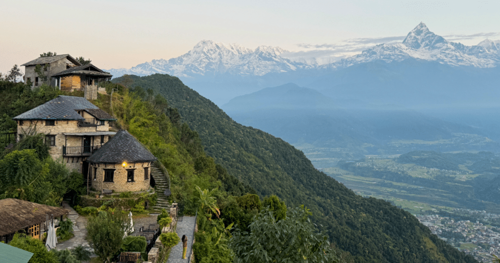 Bhanyjang Village Lodge in Sarangkot at sunrise