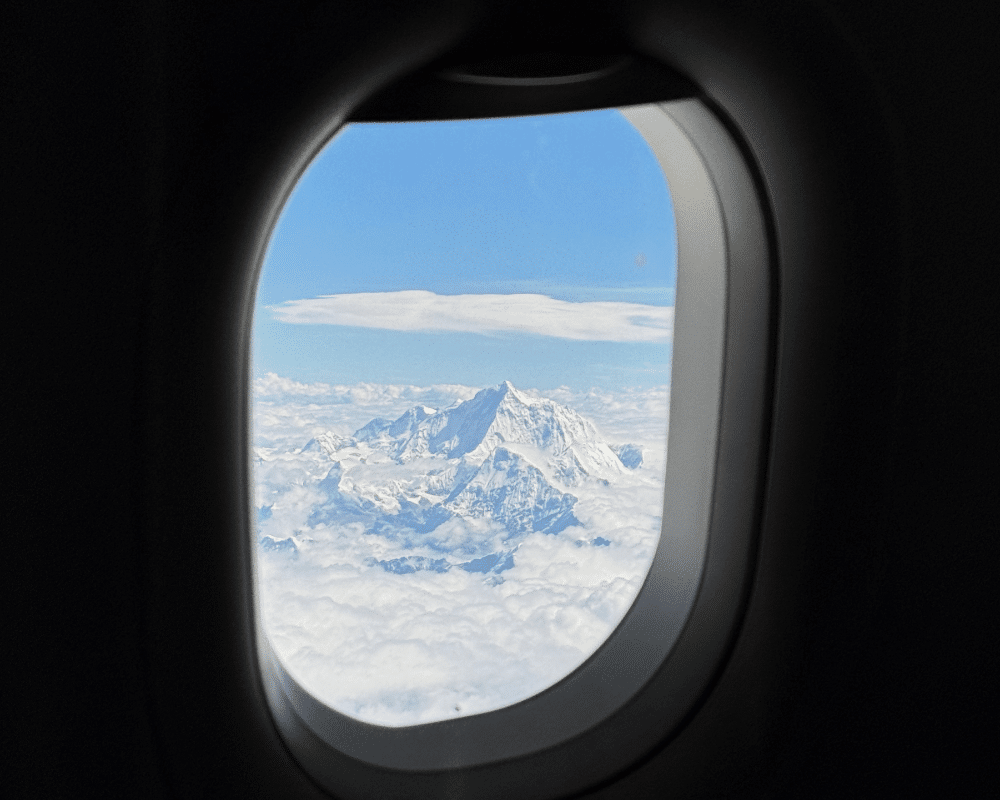 Mount Everest visible from plane window