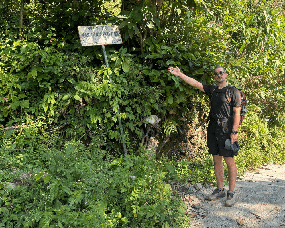 Hike to Sarangkot trail sign