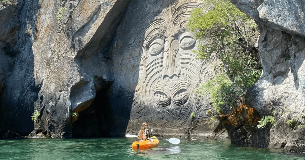 Girl kayaking in New Zealand